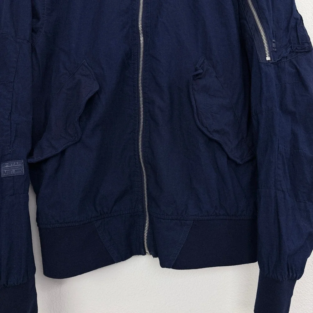 G-Star Raw Rackam DC Bomber Jacket Mens Small Navy Blue Denim D04536-6101-082